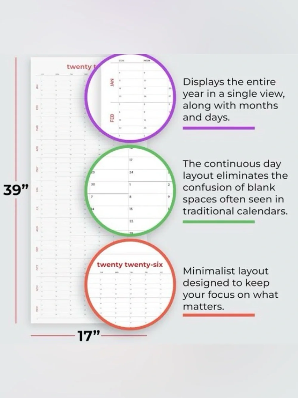 NWT 2026 Large Dry Erase Wall Calendar - Home Office Planner